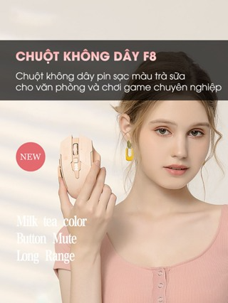 Chuột không dây silent cute SIDOTECH F8 wireless gaming sạc pin má...