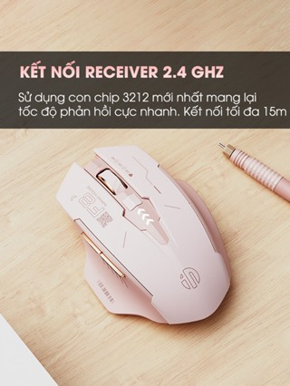 Chuột không dây silent cute SIDOTECH F8 wireless gaming sạc pin má...