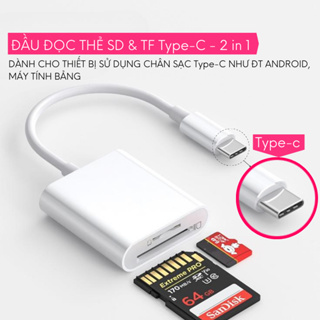 Đầu đọc thẻ nhớ microSD và SD dành cho điện thoại Android Type-C n...