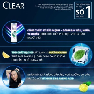 Dầu Gội Sạch Gàu Nuôi Dưỡng Da Đầu Clear Mát Lạnh Bạc Hà 440gr...