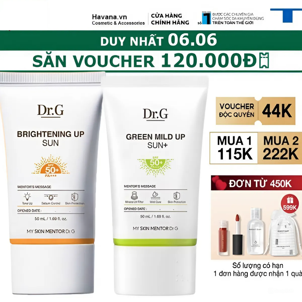 Kem Chống Nắng Dr.G Brightening Up dành cho da dầu mụn và da nhạy ...