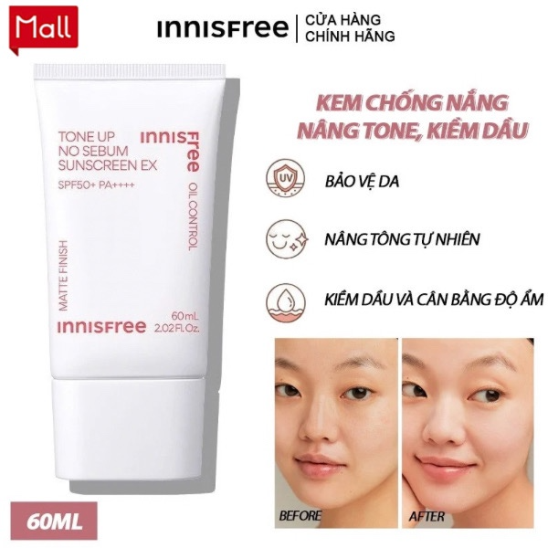 Kem Chống Nắng Nâng Tone, Kiềm Dầu Innisfree Tone Up No Sebum - To...
