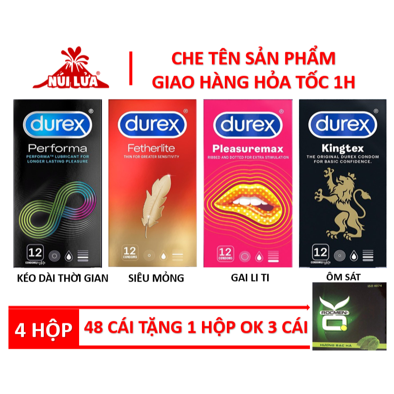 Bao cao su Durex hộp 12 cái tùy chọn (Durex Performa, Fertherlite,...