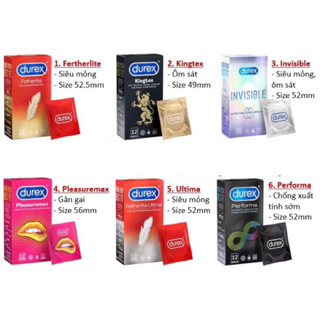Bao cao su Durex hộp 12 cái tùy chọn (Durex Performa, Fertherlite,...