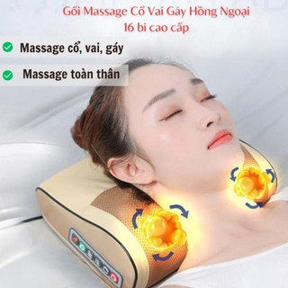 Gối Massage Cổ Vai Gáy Hồng Ngoại - Gối Massage Hồng Ngoại 20 Bi C...