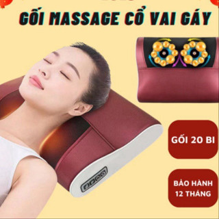 Gối Massage Cổ Vai Gáy Hồng Ngoại - Gối Massage Hồng Ngoại 20 Bi C...