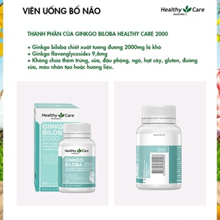 Viên uống bổ não Healthy Care Ginkgo Biloba 2000 tuần hoàn lưu thô...