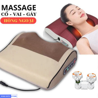 Gối massage cổ vai gáy, máy massage hong ngoai 20 bi cao cấp hỗ tr...