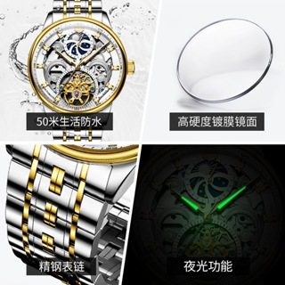 Đồng hồ Olevs nam automatic lộ cơ có dạ quang,Đồng hồ lịch ngày đê...