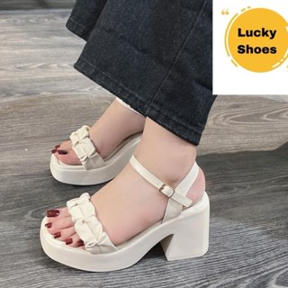 Sandan nữ quai nhún quai mềm cao 7cm 2 màu...