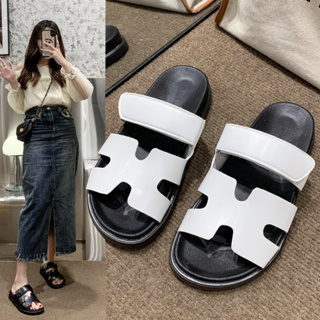 Dép H Trắng Quai Dán Chữ H Mới DA MỀM Đế Nhẹ Siêu Hot,Dép nữ Aichi...