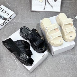 Dép nữ quai ngang MiuMIiiu đế bánh mì cao 5cm siêu nhẹ êm chân...