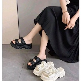 Dép nữ quai ngang MiuMIiiu đế bánh mì cao 5cm siêu nhẹ êm chân...