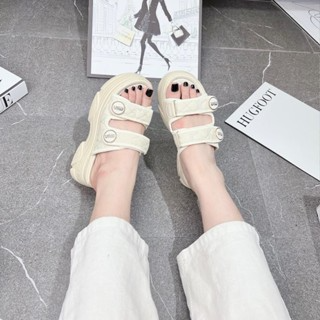 Dép nữ quai ngang MiuMIiiu đế bánh mì cao 5cm siêu nhẹ êm chân...