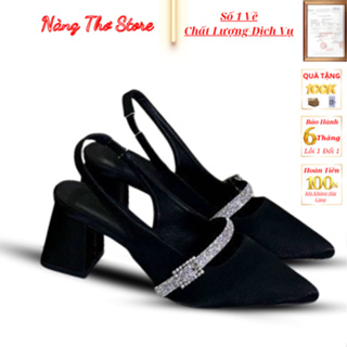 [Chính Hãng] Sục Cao Gót Mũi Nhọn Quai Ngang_Giày Cao Gót Sang Chả...