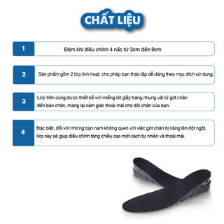 Lót giày tăng chiều cao có đệm khí cả bàn  nửa bàn cao cấp L110AB...