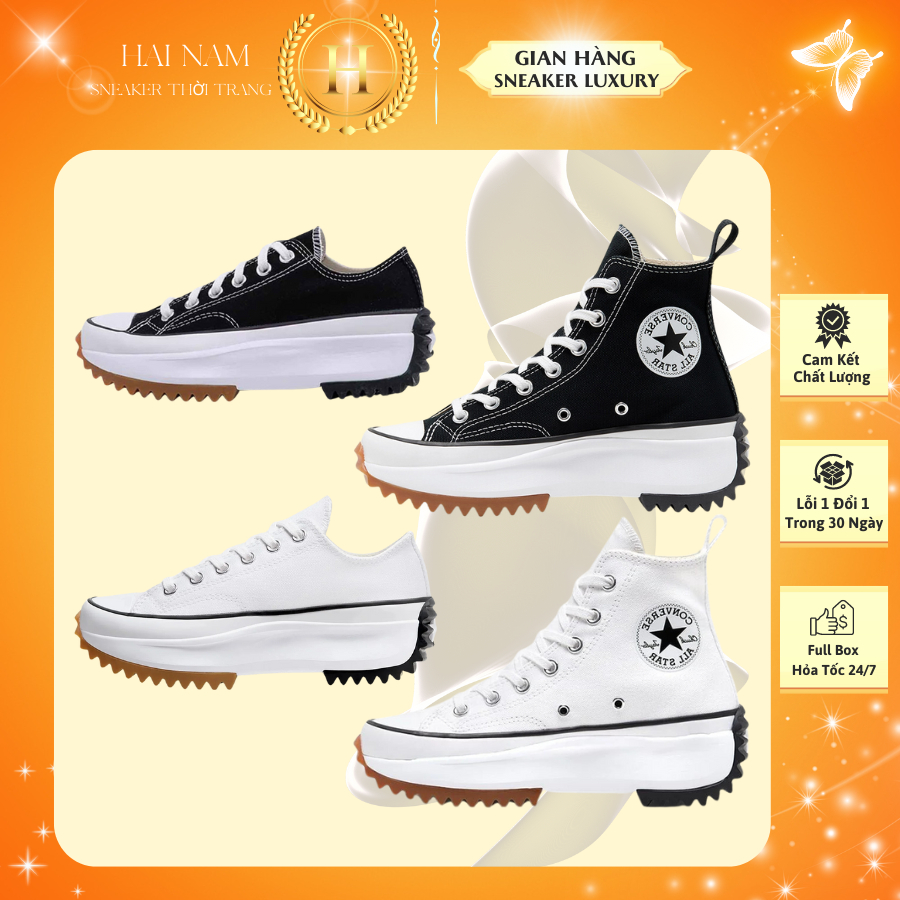Giày sneaker Converse Run Star Hike Hi Black/ White (cv cổ cao đen...