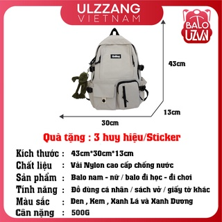 Balo đi học nam nữ Ulzzang basic chống nước, cặp sách laptop phong...