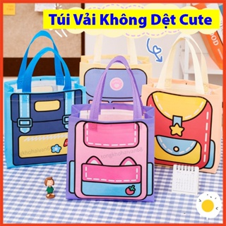 Túi vải không dệt cute đa năng chống thấm nước thiết kế kèm quai đ...