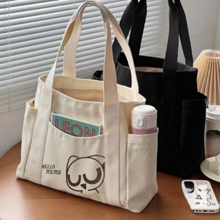 Túi tote túi vải canvas có ngăn phụ túi đeo vai đi học đi chơi thờ...