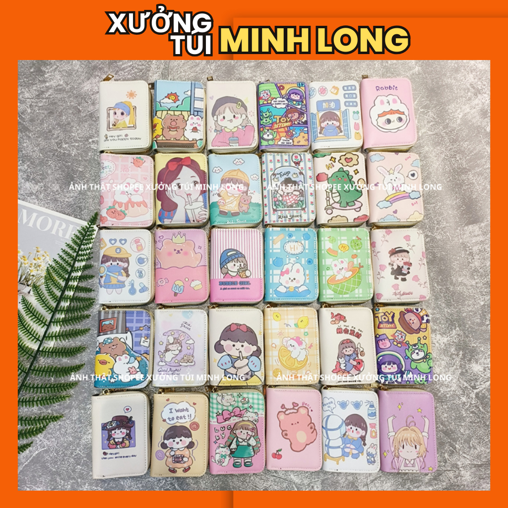 Ví mini nữ cầm tay nhiều ngăn đựng thẻ hiều hình hottrend dễ thươn...
