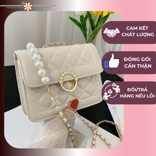 Túi xách nữ túi đeo chéo đeo vai trần trám đính ngọc da mềm nhiều ...
