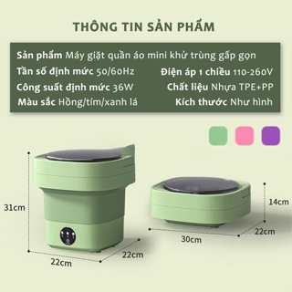 Máy Giặt Mini Gấp Gọn ESTELLE Giặt Đồ Trẻ Em Tất Vớ Đồ Lót Dung Tí...