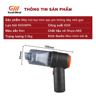 Máy Hút Bụi Mini GODWELL Không Dây Lực Hút 6000MPA Làm Sạch Bàn Ph...