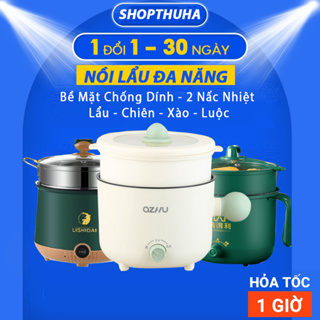 Nồi lẩu điện mini 2 tầng kèm giá hấp (chiên, xào , nấu) với 2 nấc ...
