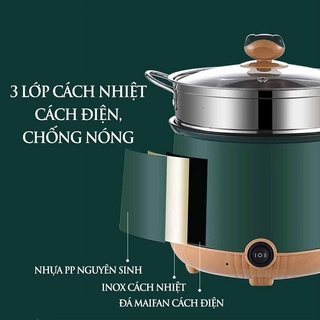 Nồi lẩu điện mini 2 tầng kèm giá hấp (chiên, xào , nấu) với 2 nấc ...