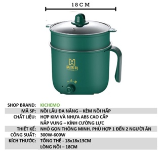 Nồi Lẩu Điện Mini, Nấu Mì 2 Tầng Kèm Giá Hấp Đa Năng, Nướng, Luộc,...