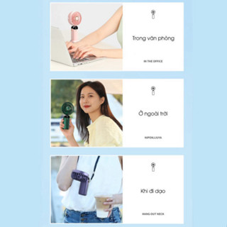 Quạt Cầm Tay Tích Điện Du Lịch Pin 10000mah, Quạt Mini Đeo Cổ 5 Tố...