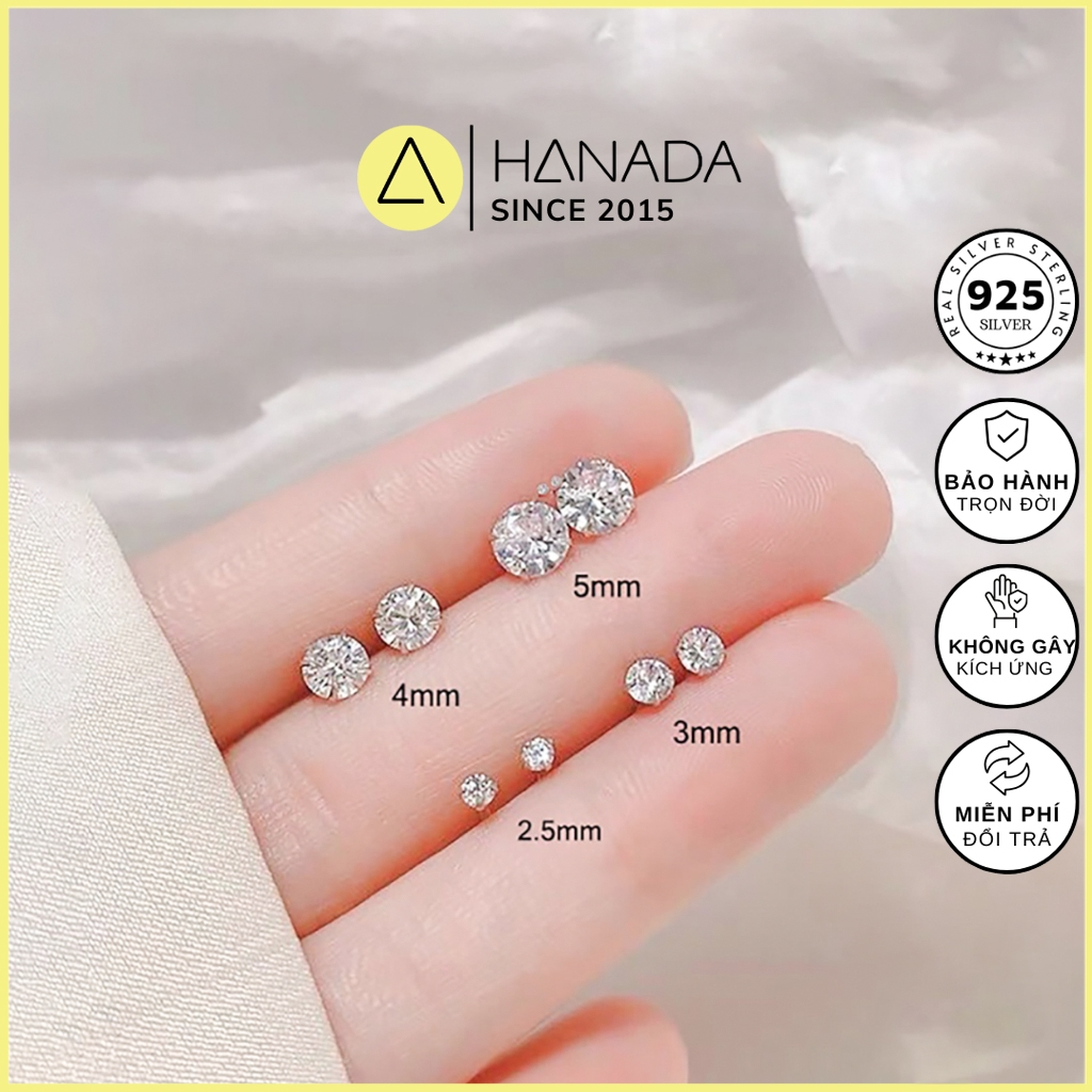 Bông Tai Bạc 925 Đá CZ 6A Kem Chuôi Bac (Bao Hanh Đanh Sang Tron Đ... Bông Tai Bạc 925 Đá CZ 6A Kem Chuôi Bac (Bao Hanh Đanh Sang Tron Đ...