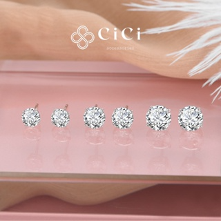 Khuyên tai đính đá nam nữ chuôi bạc 925 phụ kiện trang sức bông ta...