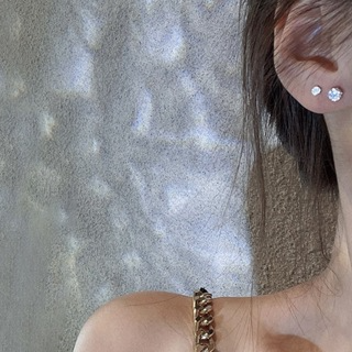 Khuyên tai đính đá nam nữ chuôi bạc 925 phụ kiện trang sức bông ta...