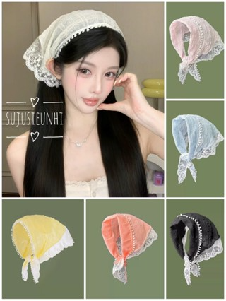 (10 màu) khăn tam giác buộc đầu thôn nữ đồng quê kiểu Pháp mẫu trắ...