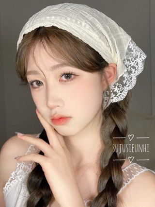 (10 màu) khăn tam giác buộc đầu thôn nữ đồng quê kiểu Pháp mẫu trắ...