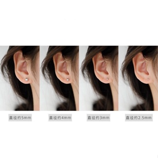 Bông Tai Mạ Bạc 925 Hình Tròn Nhỏ Bằng Thép Không Gỉ Phong Cách Cổ...