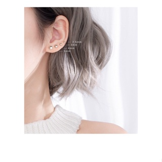 Bông Tai Mạ Bạc 925 Hình Tròn Nhỏ Bằng Thép Không Gỉ Phong Cách Cổ...