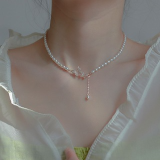 Vòng cổ ngoc trai đính đá nữ, choker hoa bướm sang chảnh dự tiệc đ...