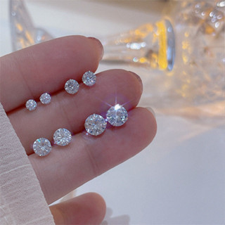 S925 Bạc Kim Zircon Mini Tươi Và Đơn Giản Sinh Viên Nước Trắng Kim...