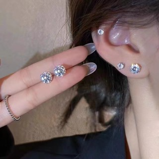 S925 Bạc Kim Zircon Mini Tươi Và Đơn Giản Sinh Viên Nước Trắng Kim...