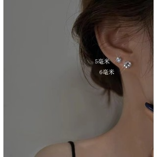 S925 Bạc Kim Zircon Mini Tươi Và Đơn Giản Sinh Viên Nước Trắng Kim...