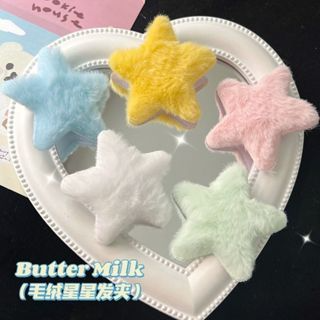 Kẹp Tóc Mái Hình Ngôi Sao Phối Lông Phong Cách Hàn Quốc Dễ Thương ...