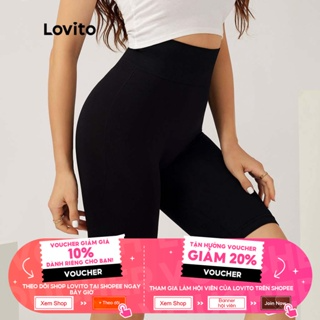 Lovito Quần short thể thao cơ bản lưng cao thể thao L004015 (Đen)...