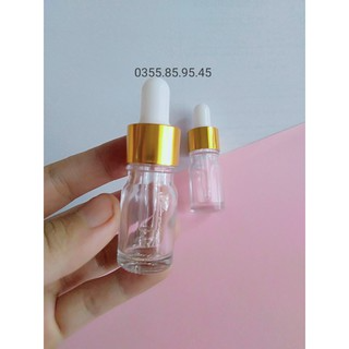 Chai thủy tinh TRONG nắp bóp VÀNG 5ml 10ml 15ml 20ml 30ml 50ml 100...