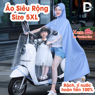 Áo mưa nửa trước trong suốt cho Mẹ và Bé, che phủ toàn thân, kèm k...