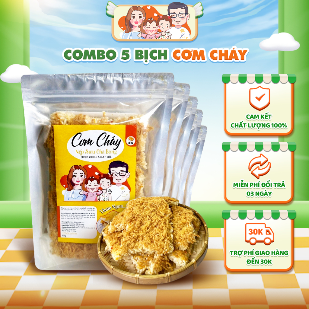 [MUA 5 Tặng 1] Combo 5 bịch Cơm cháy siêu chà bông siêu ngon...