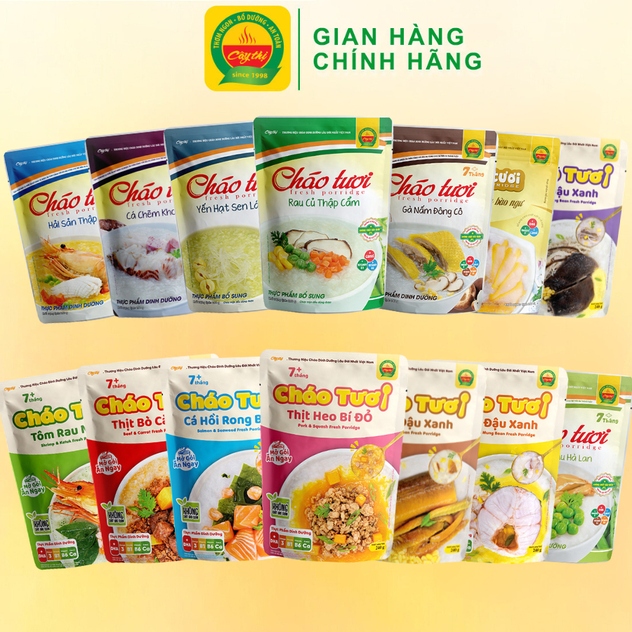 14 Vị Cháo Tươi Cây Thị - Bào ngư, Yến, Gà ác, Cá hồi, Cá lóc, Tôm...