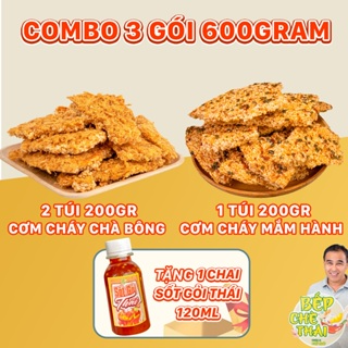 Combo 3 gói 600g cơm cháy (400g chà bông  200g mắm hành)  kèm 1 ch...